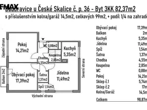 Prodej bytu 3+kk, Rychnovek - Doubravice u České Skalice, 82 m2
