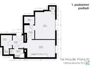 Pronájem bytu 2+kk, Praha - Strašnice, Na hroudě, 51 m2