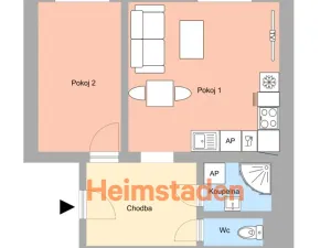 Pronájem bytu 2+kk, Ostrava - Poruba, Alšova, 37 m2