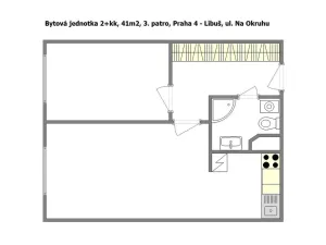 Pronájem bytu 2+kk, Praha - Písnice, Na okruhu, 41 m2