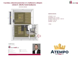 Prodej bytu 1+1, České Budějovice - České Budějovice 7, Lidická tř., 39 m2