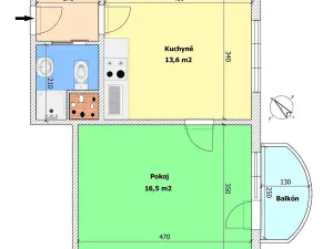Prodej bytu 1+1, Český Krumlov - Nádražní Předměstí, Za Nádražím, 38 m2