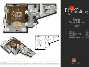 Prodej bytu 2+kk, Praha - Josefov, Žatecká, 70 m2