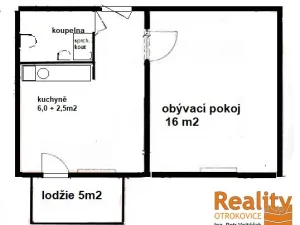 Pronájem bytu 1+1, Otrokovice - Kvítkovice, Luční, 33 m2