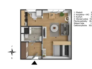Prodej bytu 1+1, Praha - Troja, Krynická, 29 m2