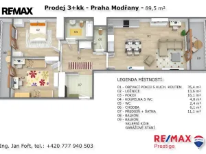 Prodej bytu 3+kk, Praha - Modřany, Zlochova, 89 m2
