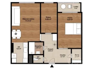 Pronájem bytu 3+kk, Praha - Chodov, Markušova, 61 m2