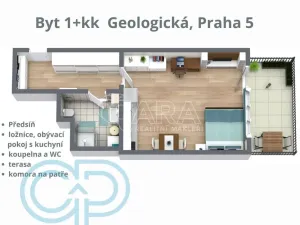 Prodej bytu 1+kk, Praha - Hlubočepy, Geologická, 48 m2
