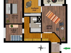 Pronájem bytu 3+1, Praha - Hlubočepy, Lamačova, 69 m2