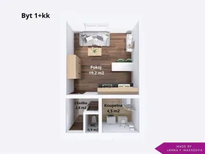 Pronájem bytu 1+kk, Olomouc - Nová Ulice, Balcárkova, 27 m2