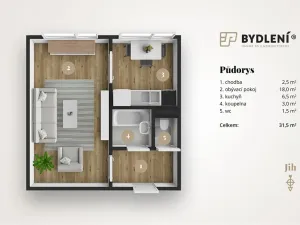 Pronájem bytu 2+kk, Most, Javorová, 31 m2