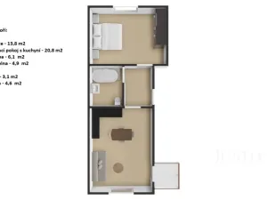 Pronájem bytu 2+kk, Praha - Šeberov, Na proutcích, 45 m2