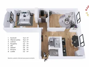 Pronájem bytu 2+1, Velké Opatovice, nám. Míru, 63 m2