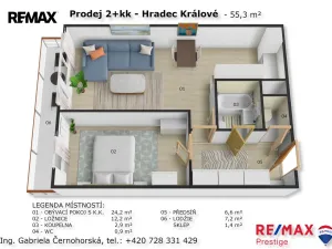Prodej bytu 2+kk, Hradec Králové - Pražské Předměstí, Jungmannova, 55 m2