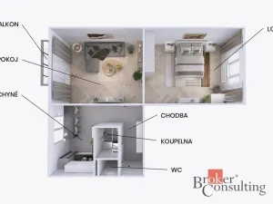 Prodej bytu 2+1, Brno - Zábrdovice, Merhautova, 62 m2