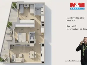 Prodej bytu 3+kk, Praha, Novovysočanská, 67 m2