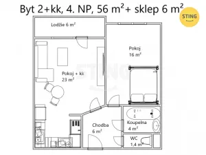 Prodej bytu 2+kk, Oslavany, Starohorská, 50 m2