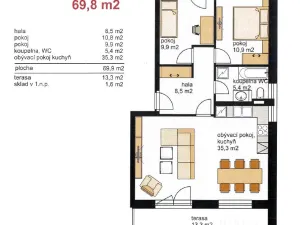 Pronájem bytu 3+kk, Písek - Hradiště, Karla Boromejského, 70 m2