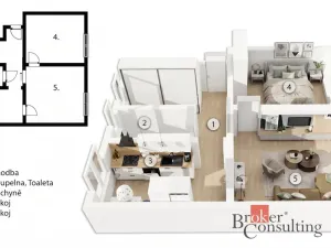 Prodej bytu 2+1, Kuřim, nám. Osvobození, 65 m2