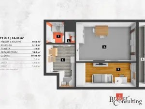 Pronájem bytu 2+1, Praha - Modřany, K otočce, 53 m2