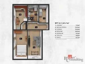 Prodej bytu 3+1, Praha - Modřany, Mráčkova, 62 m2