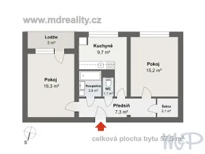 Prodej bytu 2+1, Jihlava, Žižkova, 57 m2