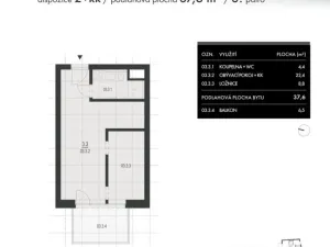 Prodej bytu 2+kk, Brno, Charbulova, 38 m2