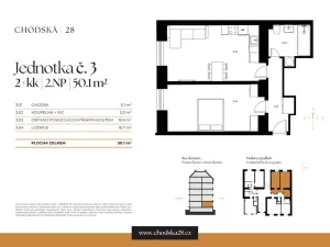 Prodej bytu 2+kk, Praha - Vinohrady, Chodská, 50 m2