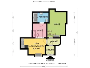 Pronájem bytu 2+1, Jindřichův Hradec - Jindřichův Hradec I, nám. Míru, 40 m2