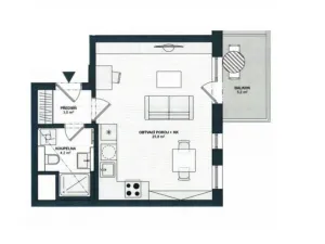 Pronájem bytu 1+kk, Praha - Hloubětín, Waltariho, 38 m2