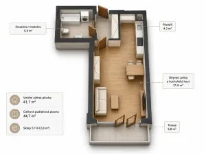 Pronájem bytu 1+kk, Praha - Hloubětín, Poděbradská, 45 m2
