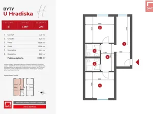 Pronájem bytu 2+1, Olomouc, U Hradiska, 50 m2