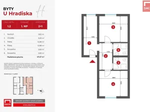 Pronájem bytu 2+1, Olomouc, U Hradiska, 50 m2