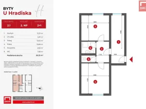 Pronájem bytu 2+1, Olomouc, U Hradiska, 50 m2