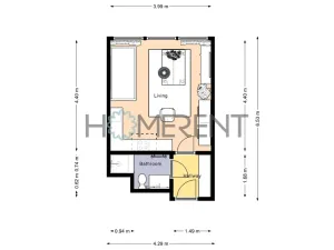 Pronájem bytu 1+kk, Praha - Vinohrady, Perucká, 26 m2
