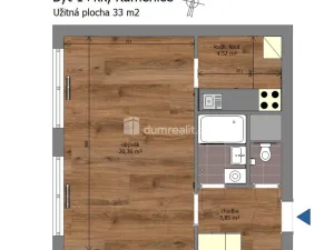 Pronájem bytu 1+kk, Kamenice, Sídliště II, 33 m2