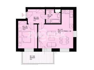 Pronájem bytu 2+kk, Uherské Hradiště, Zahrádky, 49 m2