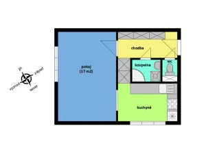 Pronájem bytu 1+1, Kralupy nad Vltavou - Lobeček, Třebízského, 34 m2