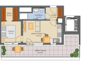 Prodej bytu 2+kk, Praha - Hlubočepy, Voskovcova, 39 m2
