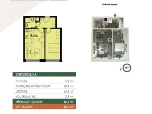 Pronájem bytu 2+kk, Pelhřimov, Habrová, 46 m2