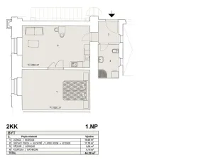Pronájem bytu 2+kk, Praha - Nové Město, Lípová, 44 m2