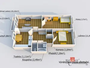 Prodej bytu 3+1, Tlučná, V Rybníčkách, 70 m2