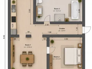 Prodej bytu 2+1, Holešov, 63 m2