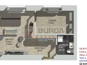 Pronájem bytu 2+kk, Neratovice, 30 m2