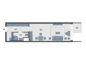 Pronájem bytu 1+kk, Praha - Záběhlice, Choceradská, 39 m2