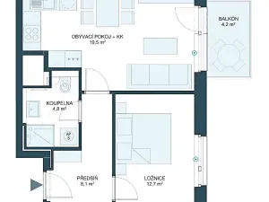 Pronájem bytu 2+kk, Praha - Hloubětín, Waltariho, 50 m2