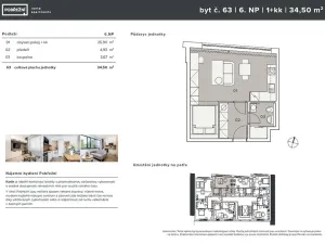 Pronájem bytu 1+kk, Praha - Karlín, Pobřežní, 35 m2