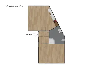 Pronájem bytu 2+kk, Brno, Černohorská, 48 m2