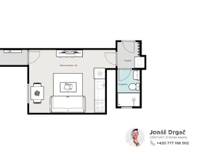 Pronájem bytu 1+kk, Praha - Nusle, Sezimova, 27 m2
