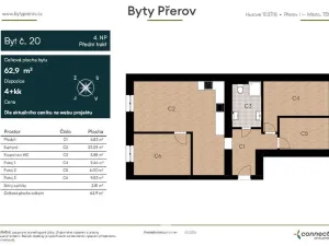 Pronájem bytu 4+kk, Přerov - Přerov I-Město, Husova, 63 m2